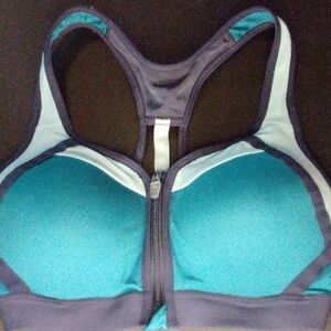Champion Sports Bra Small Zipper Front Green